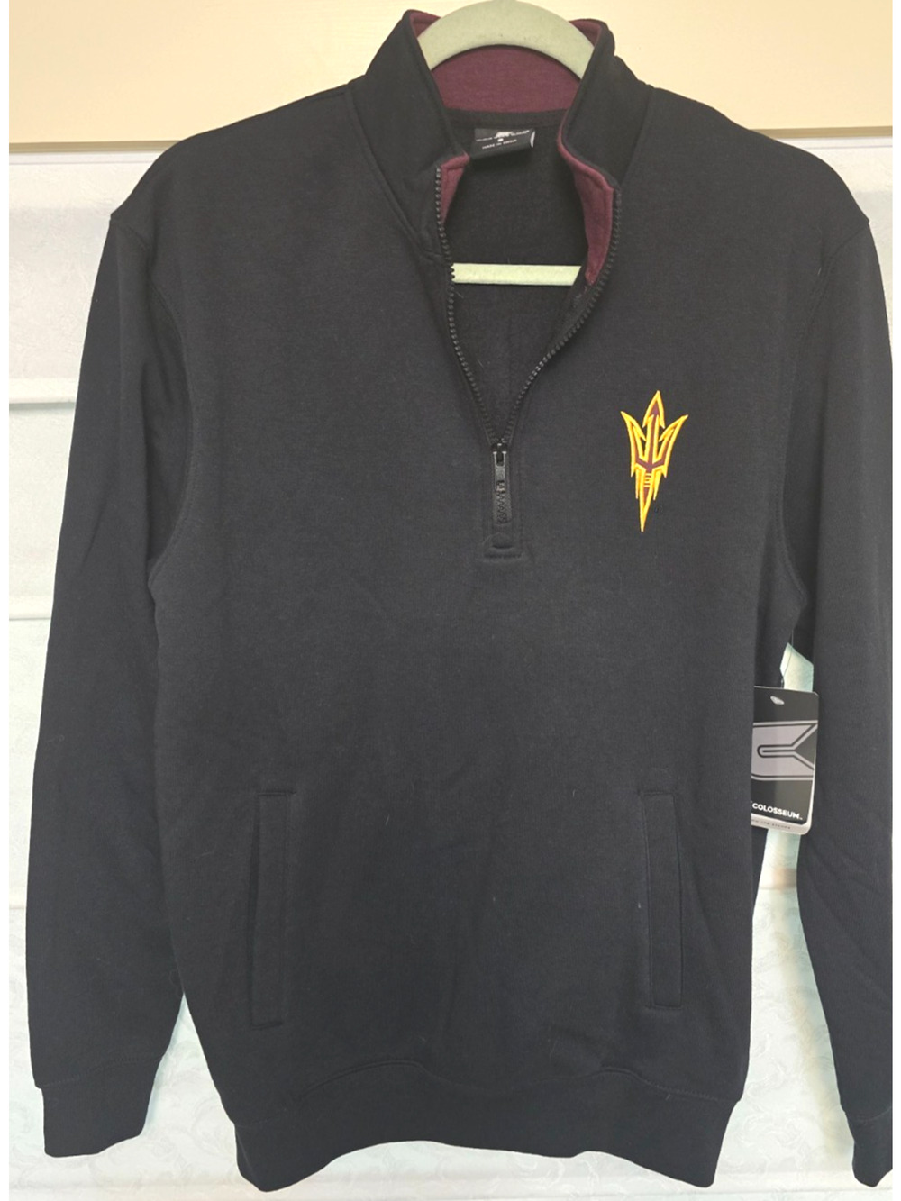 Arizona State Sun Devils Mens Small Quarter Zip Pullover Black NWT ASU NEW